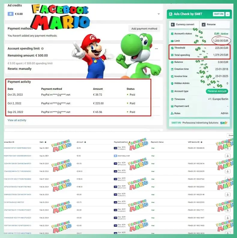 High Limit Ad account $1500/No Limit from mario agency
