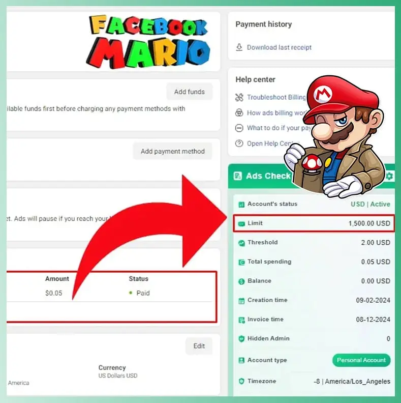 High Limit Ad account $1500/No Limit