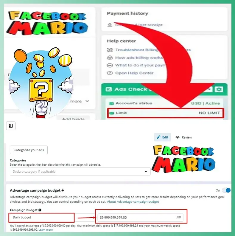 Buy No Limit Ad Account from Facebook Mario