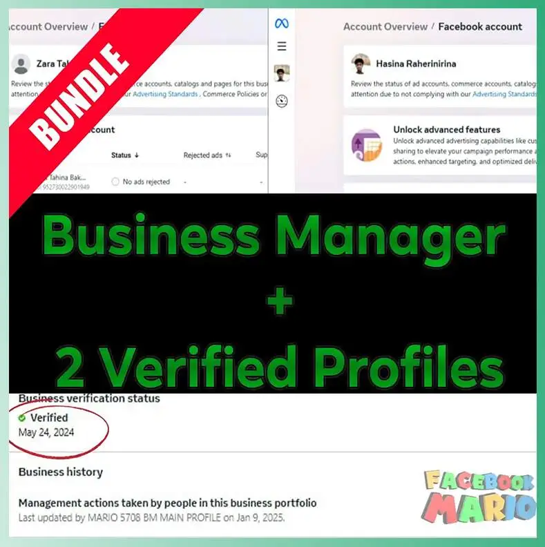 Buy business manager and two verified profiles.