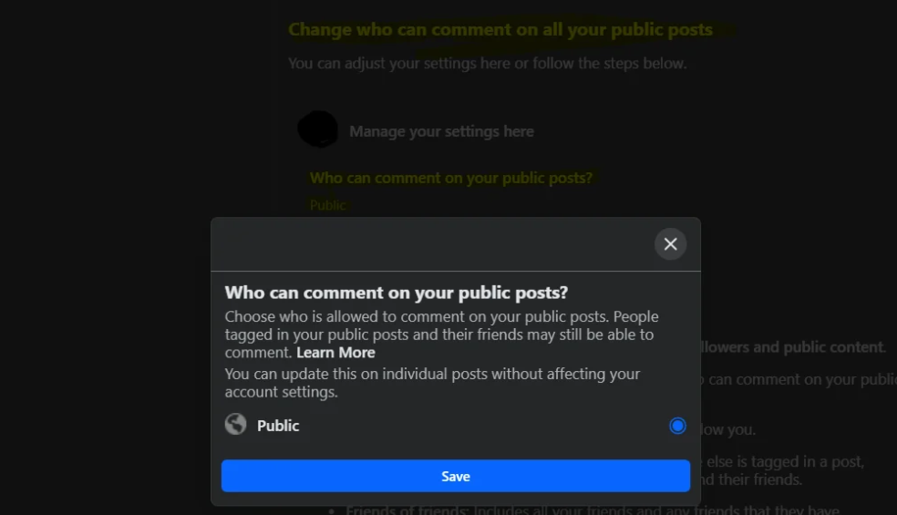 disabling comments on a facebook post easy step